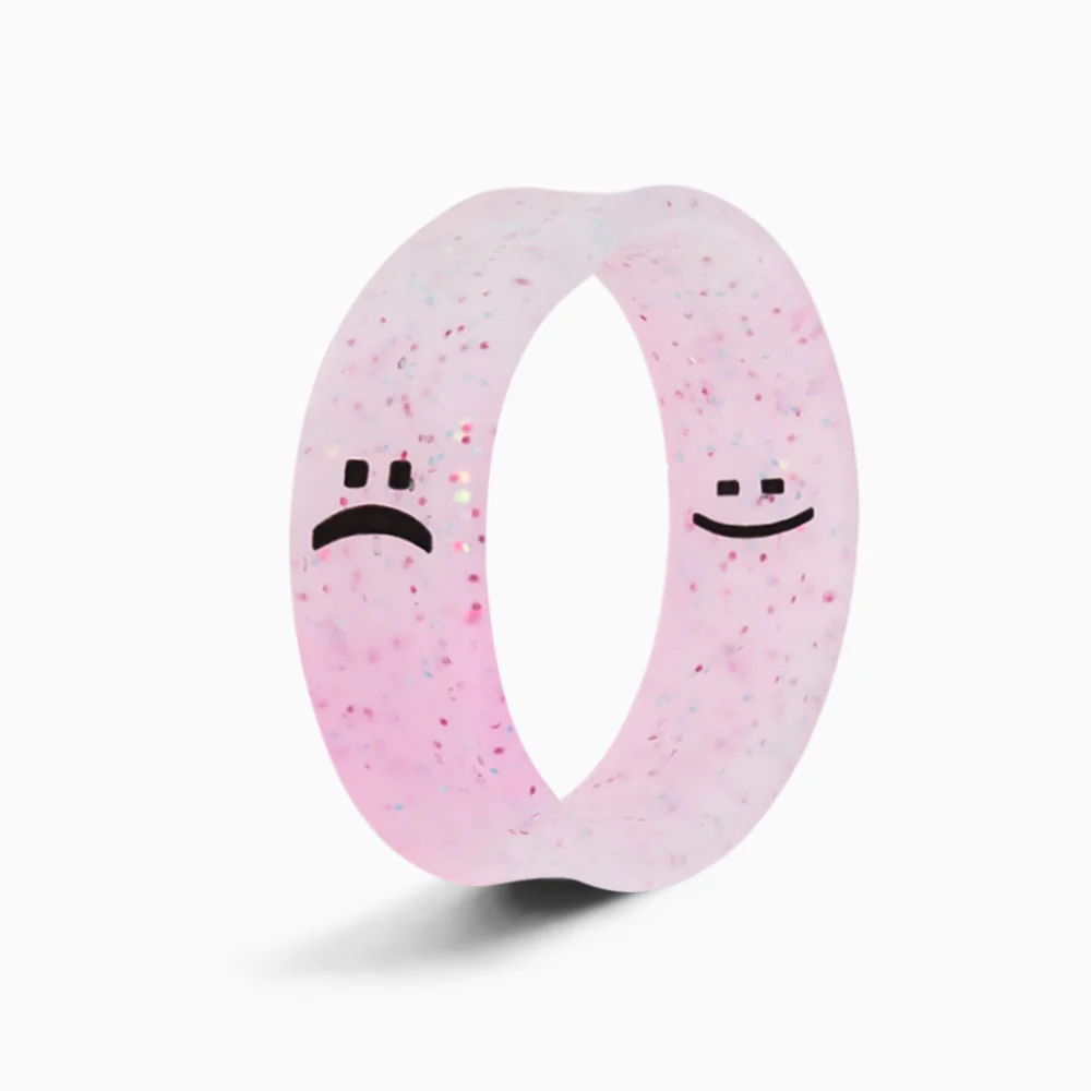 Flip Reversible smile / frown ring cotton candy sparkle - Image 2